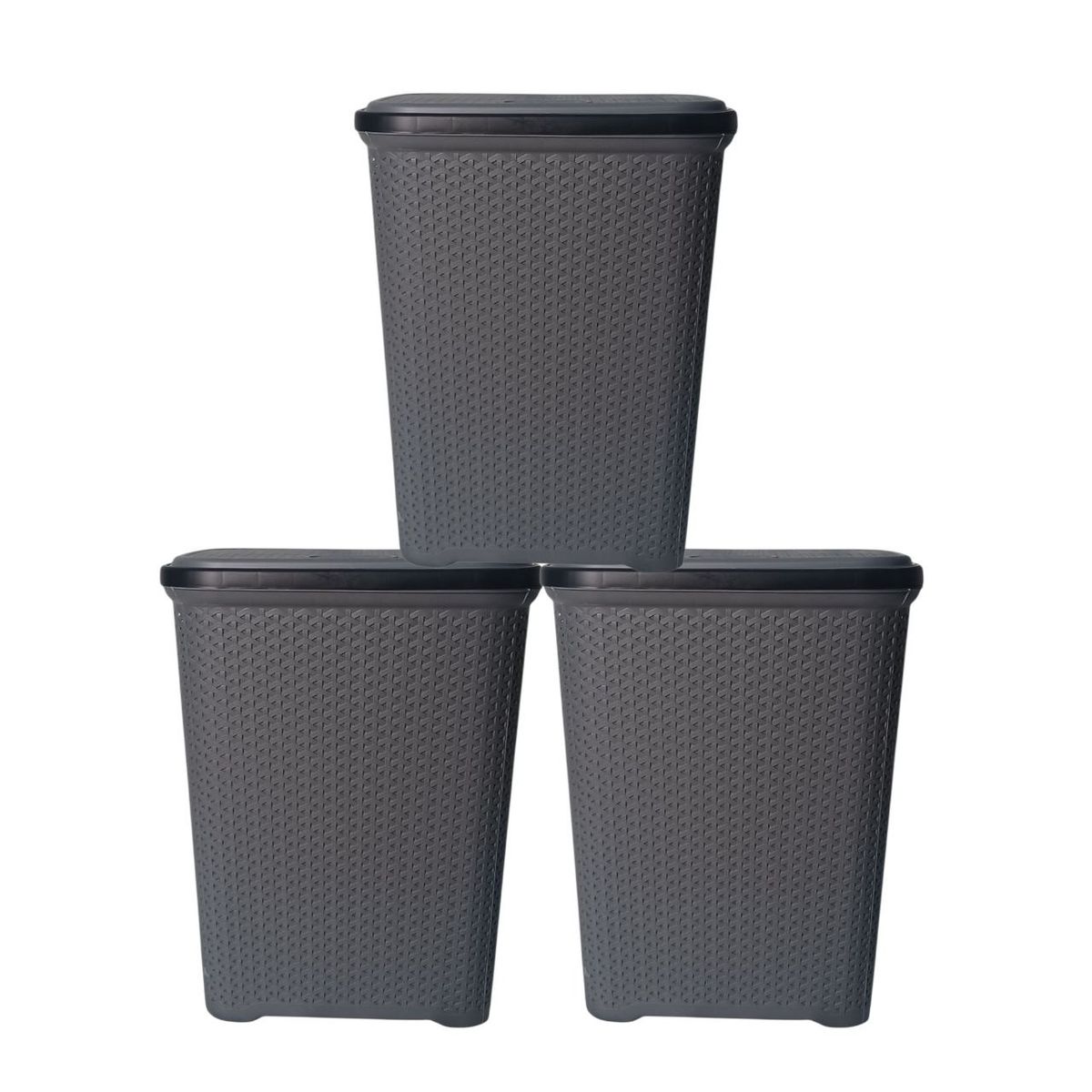 SMTE Foldable Grey Mesh Laundry Basket - 3 Pack