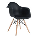 Replica Del Eames Eiffel - Arm Chair/Wood Leg - Black