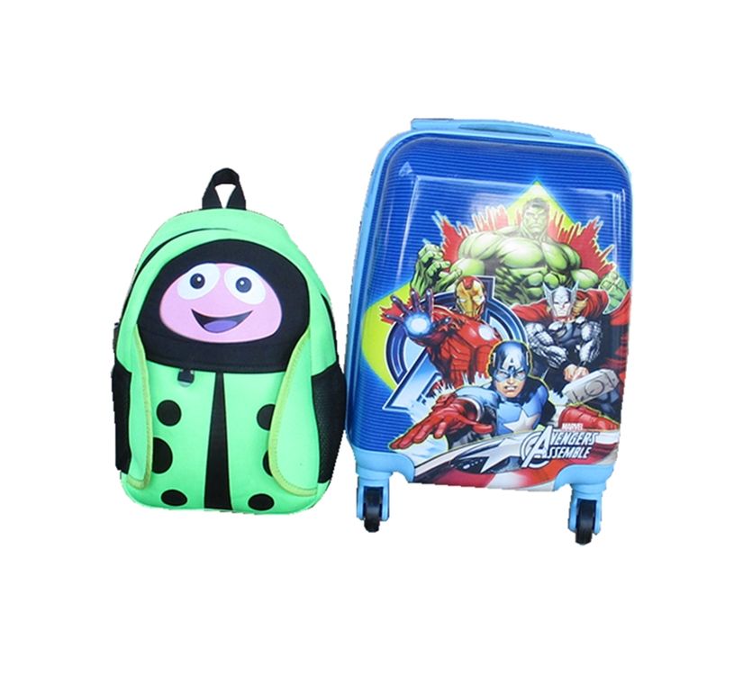 Marvel Avengers Kids Rolling Suitcase - 4 Wheel Trolley with Kid Bag