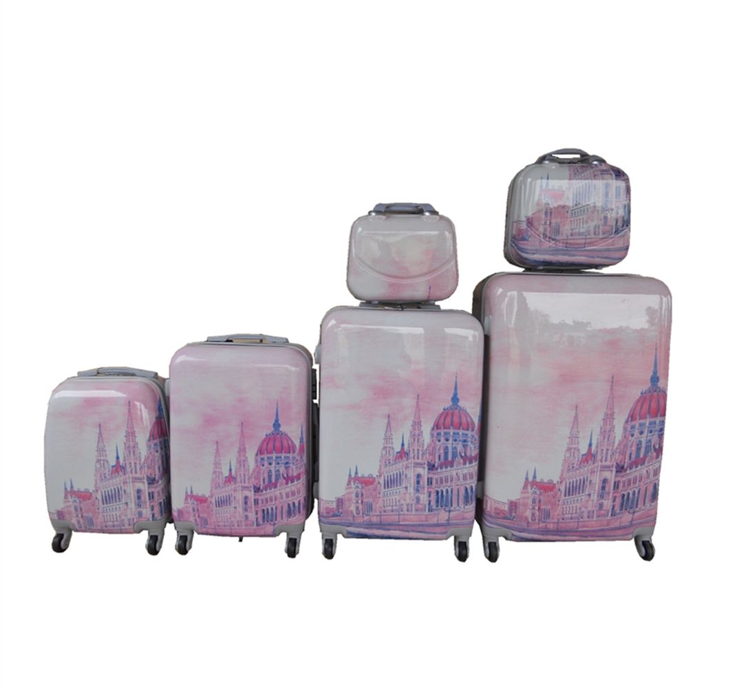 Luxury PC Travel Luggage 6 Piece - Pink - Pink