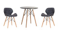 Modern Wooden Round Dining Table with 2 Soft Padded PU Leather Chairs