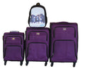 Purple 4-Piece Spinner Luggage Set with Backpack - Expandable & Lightweight