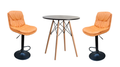 Soft Padded Perla Black Based Bar Stool and Table Set - Orange