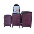 3-Piece ABS Hard Shell Luggage Set + Leopard Backpack - Purple