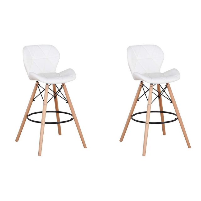 2 Pieces Butterfly Chair Eames Style Bar Stool Set - White