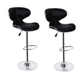 Bar Stools with Stylish Stitching Contrast - 2 Pack – Black / White Colours - Black