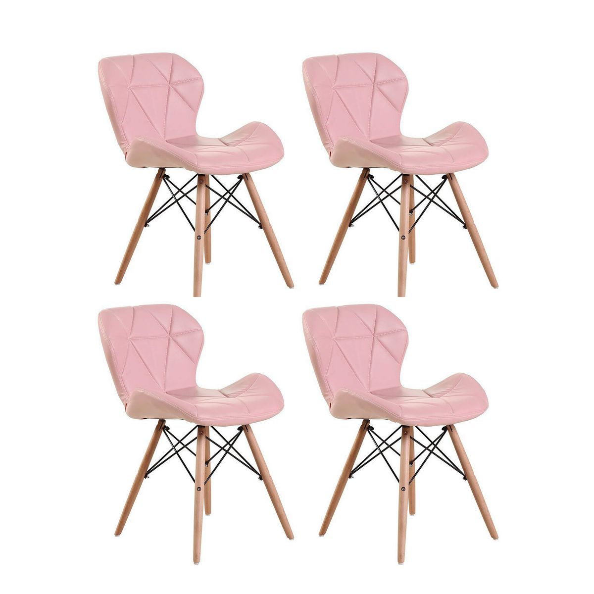 4 Piece Of Multifunctional Scandinavian Butterfly Design Ergonomic Chair Set - Pink