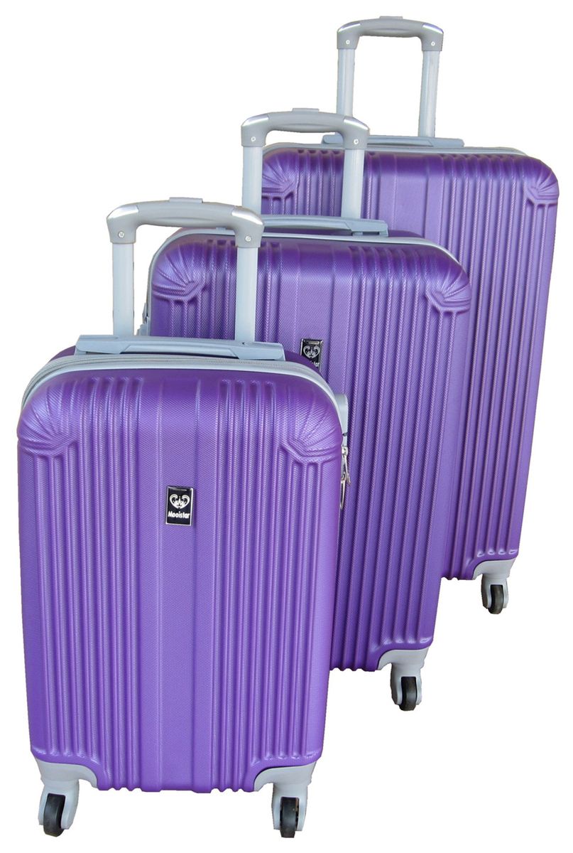 3 Piece Mooistar 27 inch Travel Luggage Suitcase Bag Set - Purple