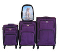 3-Piece Purple Spinner Luggage Set with T-Rex Dinosaur Backpack