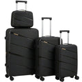 SMTE - 4 Piece Polypropylene Suitcase Set 8 Wheel Spinner Luggage - Black