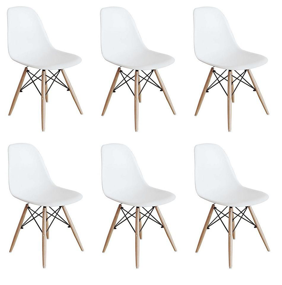6 x Wooden Leg White Cafe Chair