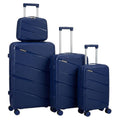SMTE - 4 Piece Polypropylene Suitcase Set 8 Wheel Spinner Luggage - Blue