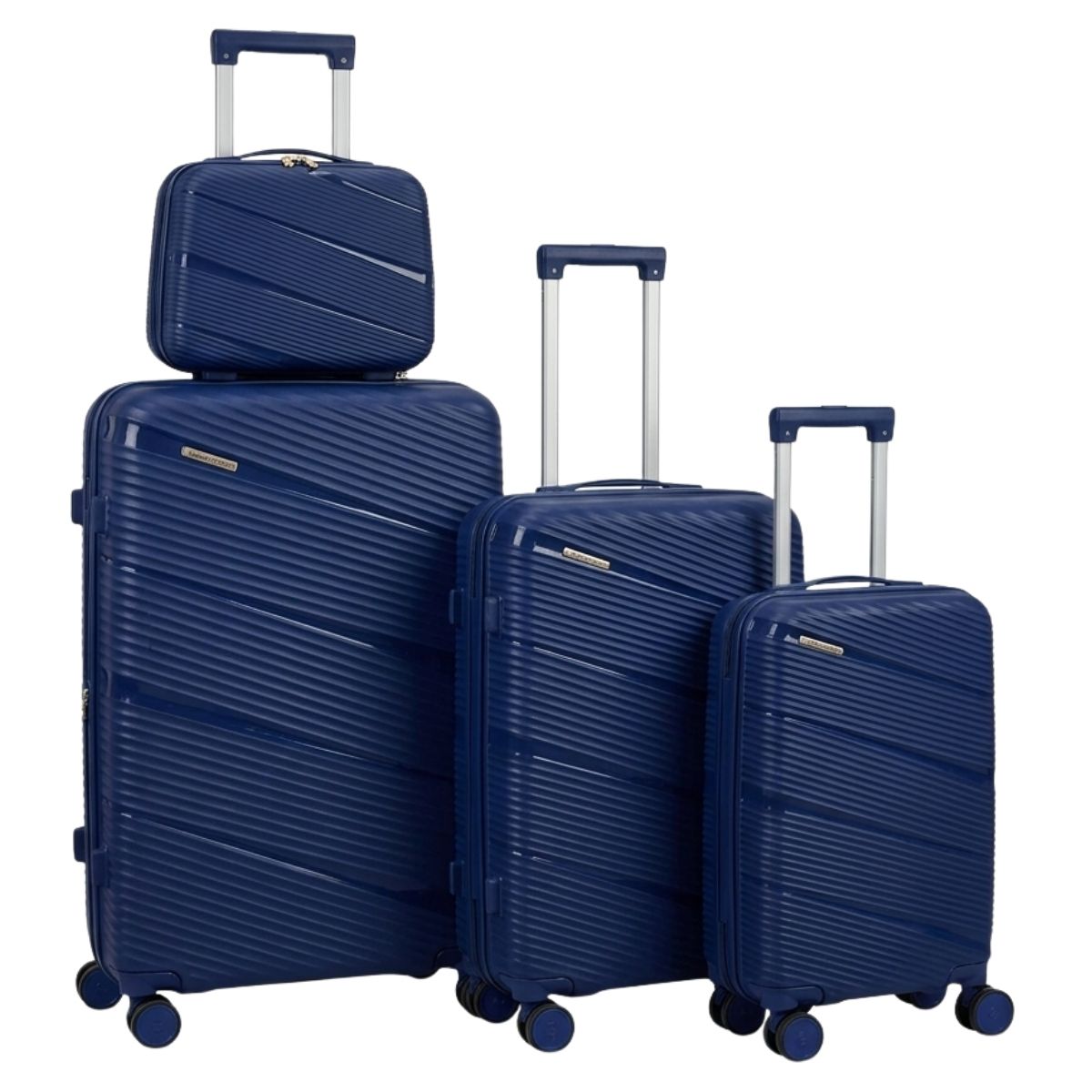 SMTE - 4 Piece Polypropylene Suitcase Set 8 Wheel Spinner Luggage - Blue