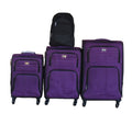 3-Piece Purple Spinner Luggage Set with Black Travel Backpack
