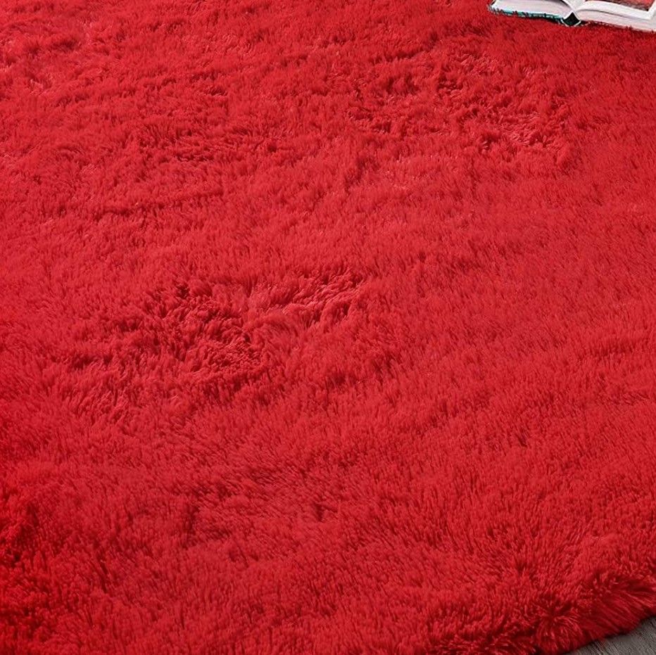 Large Light Shaggy Fluffy Carpets(1.6m x 2.25m) - Red