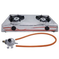 Stainless Steel 2 Burner LPG Gas Stove - Auto Ignition