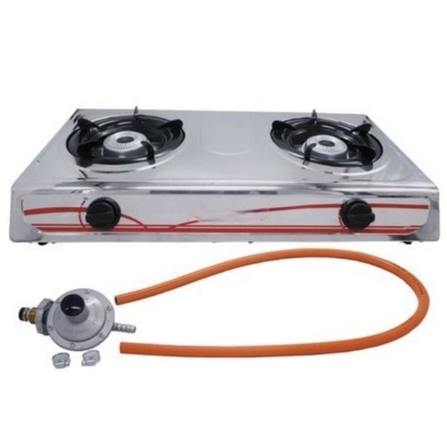 Stainless Steel 2 Burner LPG Gas Stove - Auto Ignition