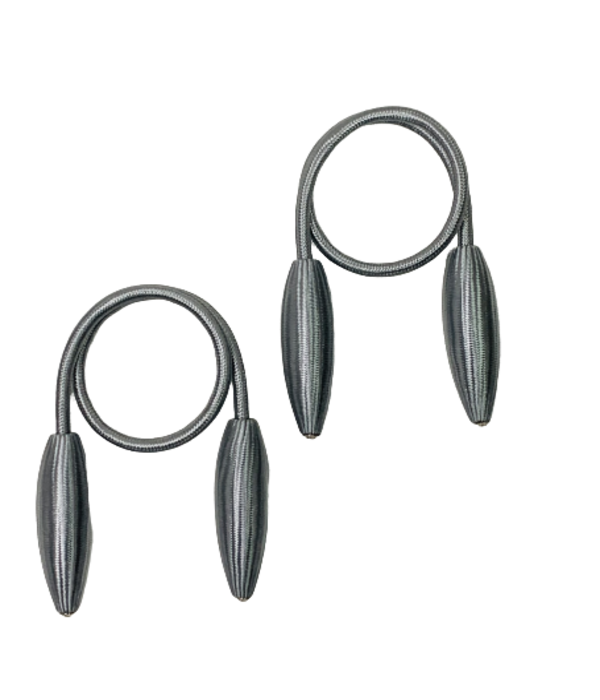 2PC Fine Twist Wrap Curtain Tiebacks - Silver