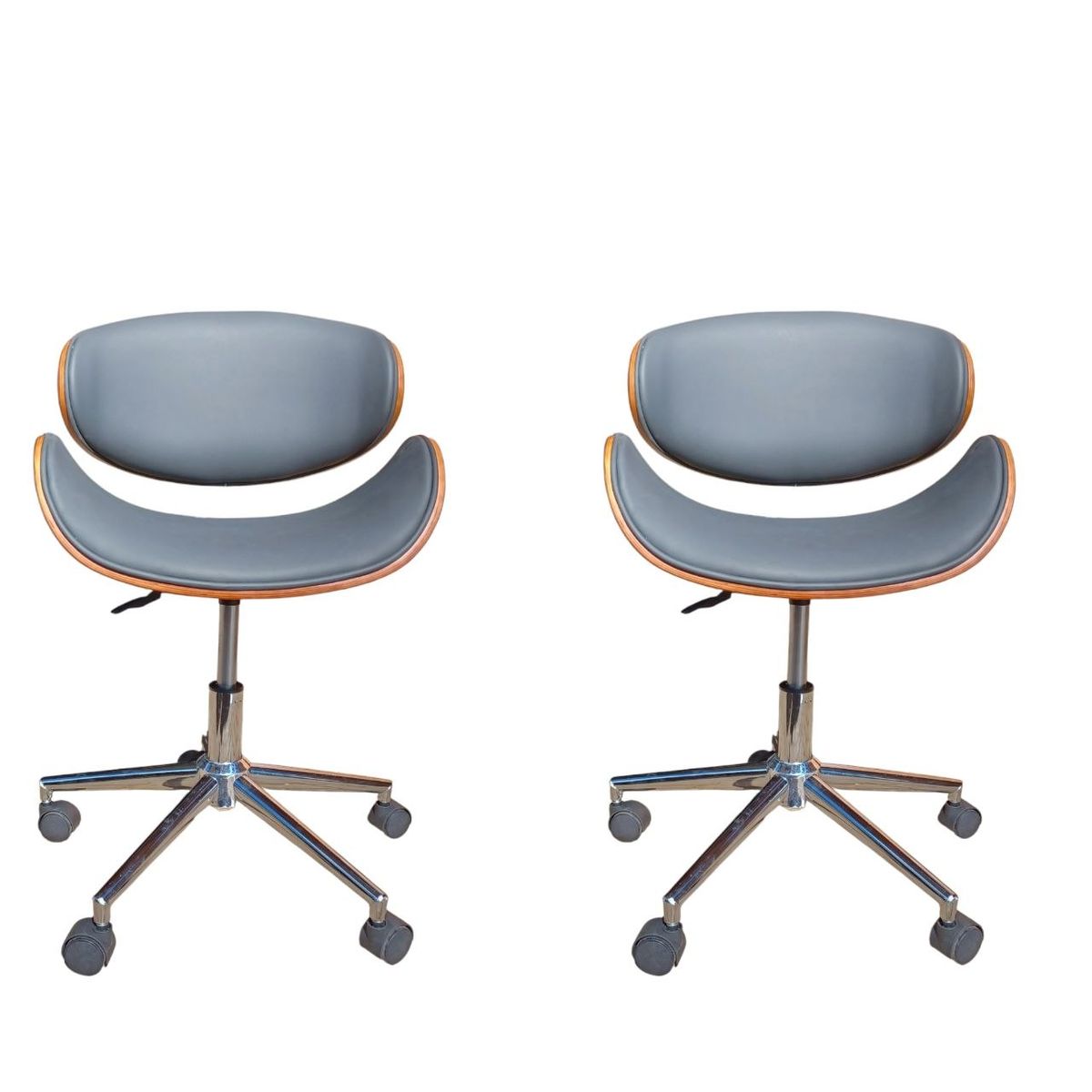 Set Of 2 - S-2015W Office Chair with Chrome Base - Black