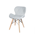 Modern Padded Dinging Chair With Solid Wooden Legs - White