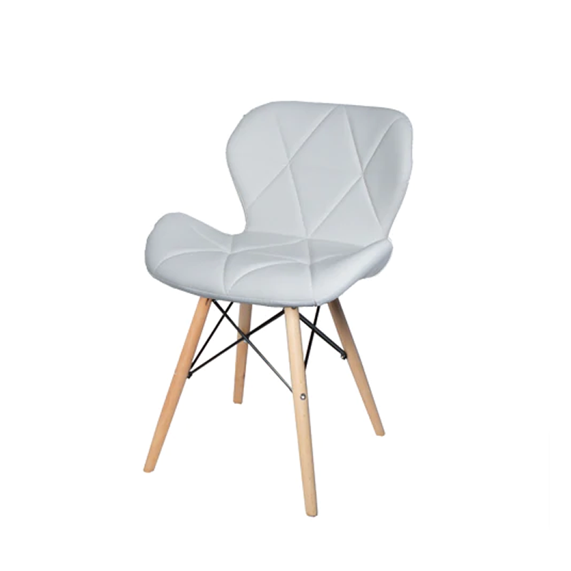 Modern Padded Dinging Chair With Solid Wooden Legs - White