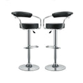 Bar Stools with Arms and Chrome Base - Set of 2 - Black