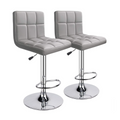 Set of 2 Black PU Leather Hydraulic Lift Counter Bar Stool Dining Chair - Grey