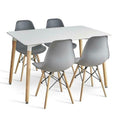 Dining Suite - Table and Four Wooden Leg Chairs - Grey / white Colours