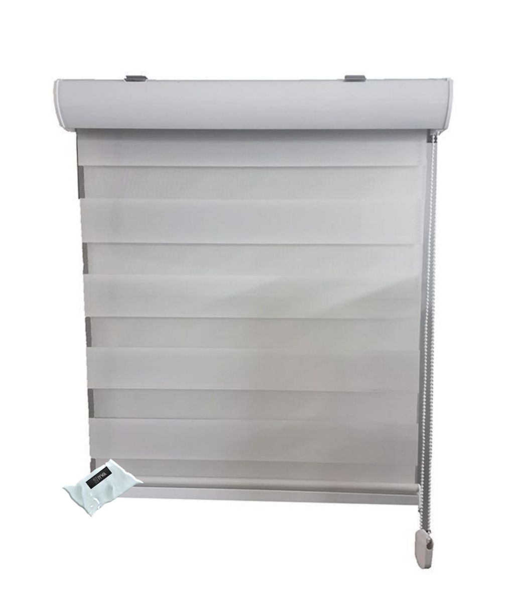 Mordern Readymade Quality Roller Blind ��� Textured White & IYWA Tieback - 250 L x 220 W cm