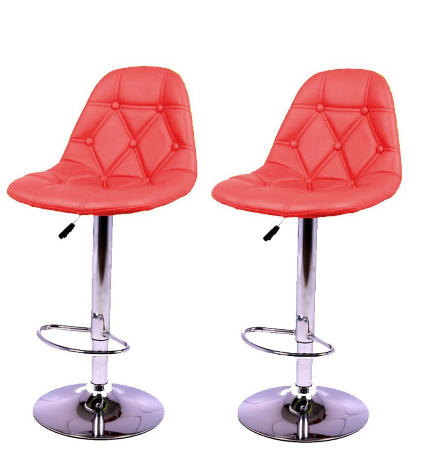 Bar Stools / Kitchen Counter Chairs - 2 Pack - Red Colour