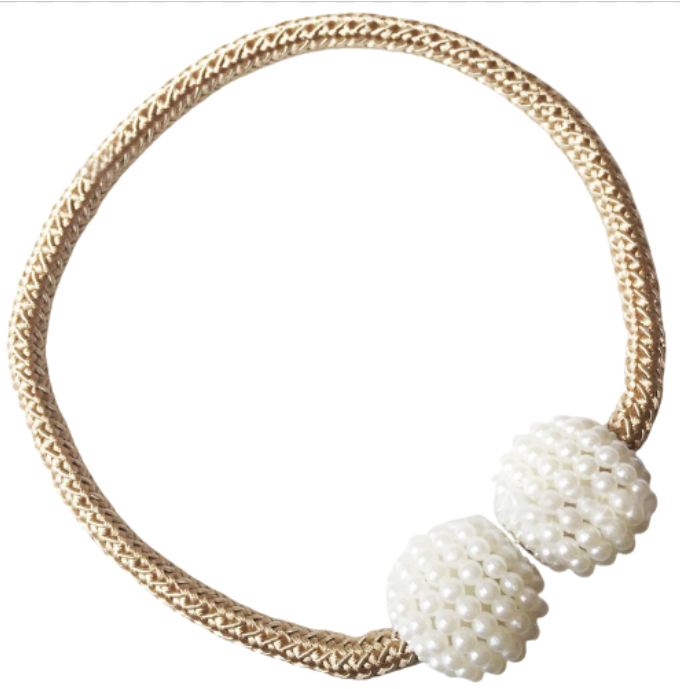 Magnetic Pearl Curtain Tieback - Light brown