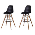 Modern Eiffel-Style Counter Bar Stools - Set of 2 - 25.5" - Black