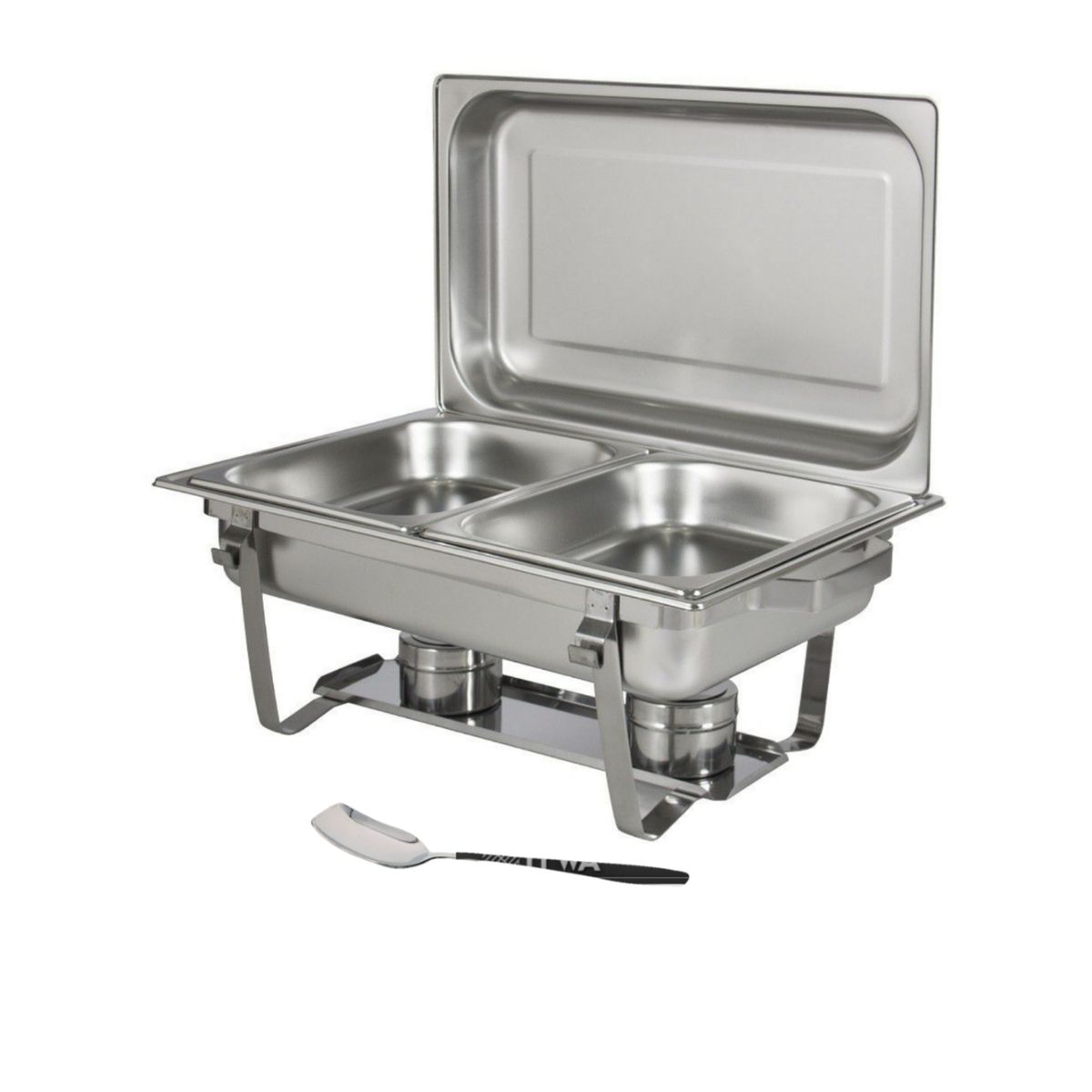 Stainless Steel Double Tray Chafing Dish - Food Warmer & IYWA Serving Spoon