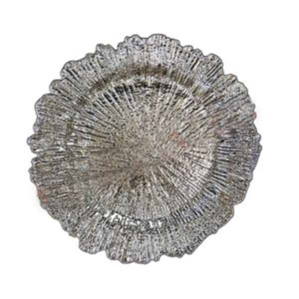 6 Piece Splash Pattern 33cm Plastic Underplate - Silver