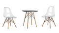 3 Piece Modern Wooden Table and Clear Wooden Leg Chairs - Black