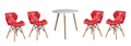 5 Piece Pre-Assembled Red Padded Dining Chairs & Wooden Leg Table