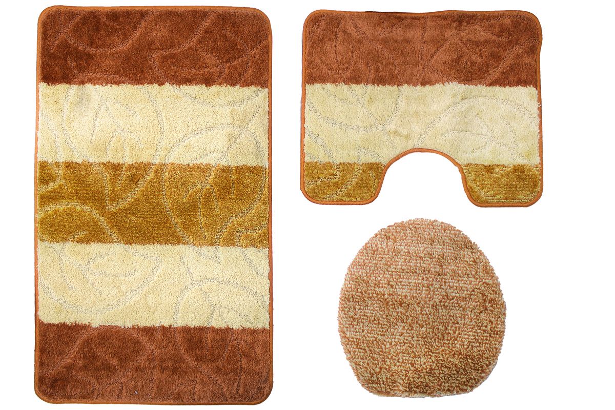 60x100cm 3 Piece Turkish Toilet Mat & Cover Set with Non-Slip Under P/B/G