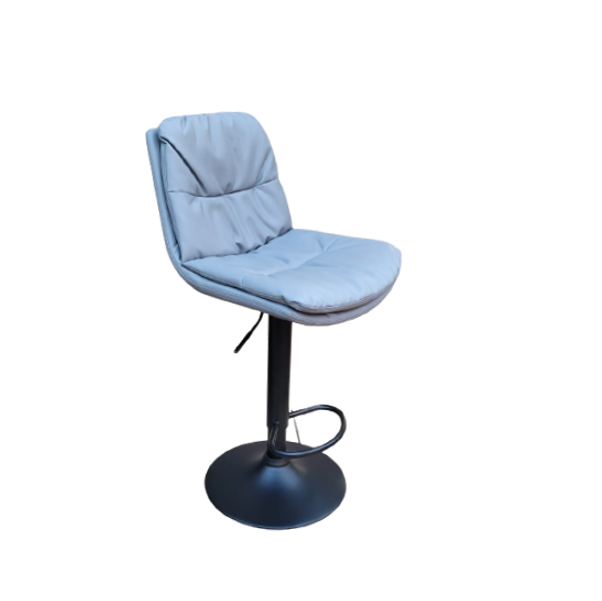 Soft Padded Perla Black Based Bar Stool - Grey