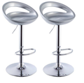 Glossy Chrome Base Bar Stools - Silver