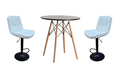 Soft Padded Perla Black Based Bar Stool and Table Set - White
