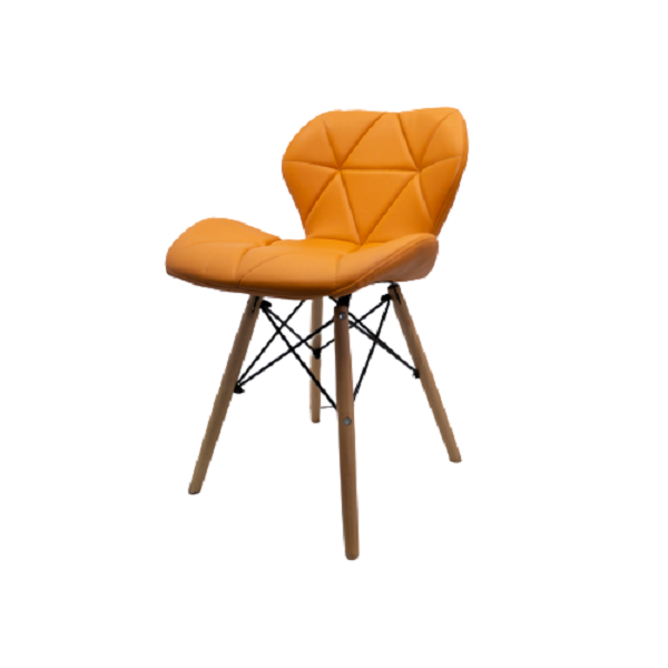 Bright Diamond Padded chairs with wooden legs - Orange