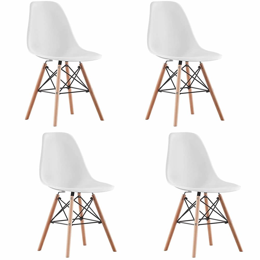 4 Pieces Nordic Design Wooden Leg Dining Chairs