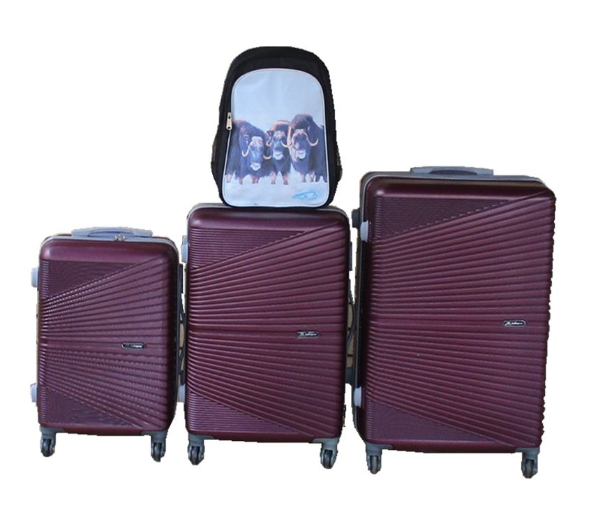 3-Piece ABS Hard Shell Luggage Set + Buffalo Backpack - Purple