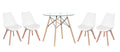 Modern Wooden Round Dining Table with 4 Set of Soft Padded Chairs - White