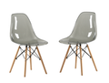 2 x Modern Grey Transparent Dining Wooden Leg Chairs