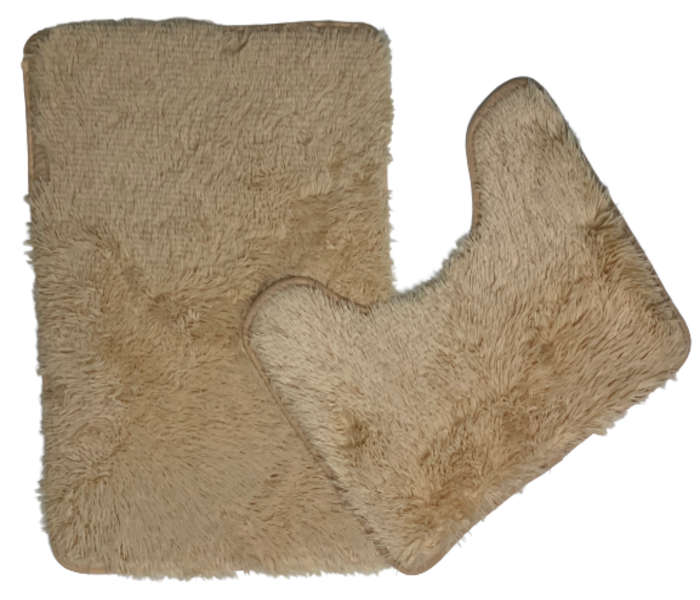 2pc Bathroom Rugs Fine Shaggy Set - Brown