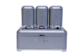 Zamudi Bread Bin with Tea, Coffee and Sugar Canister - Grey, Silver