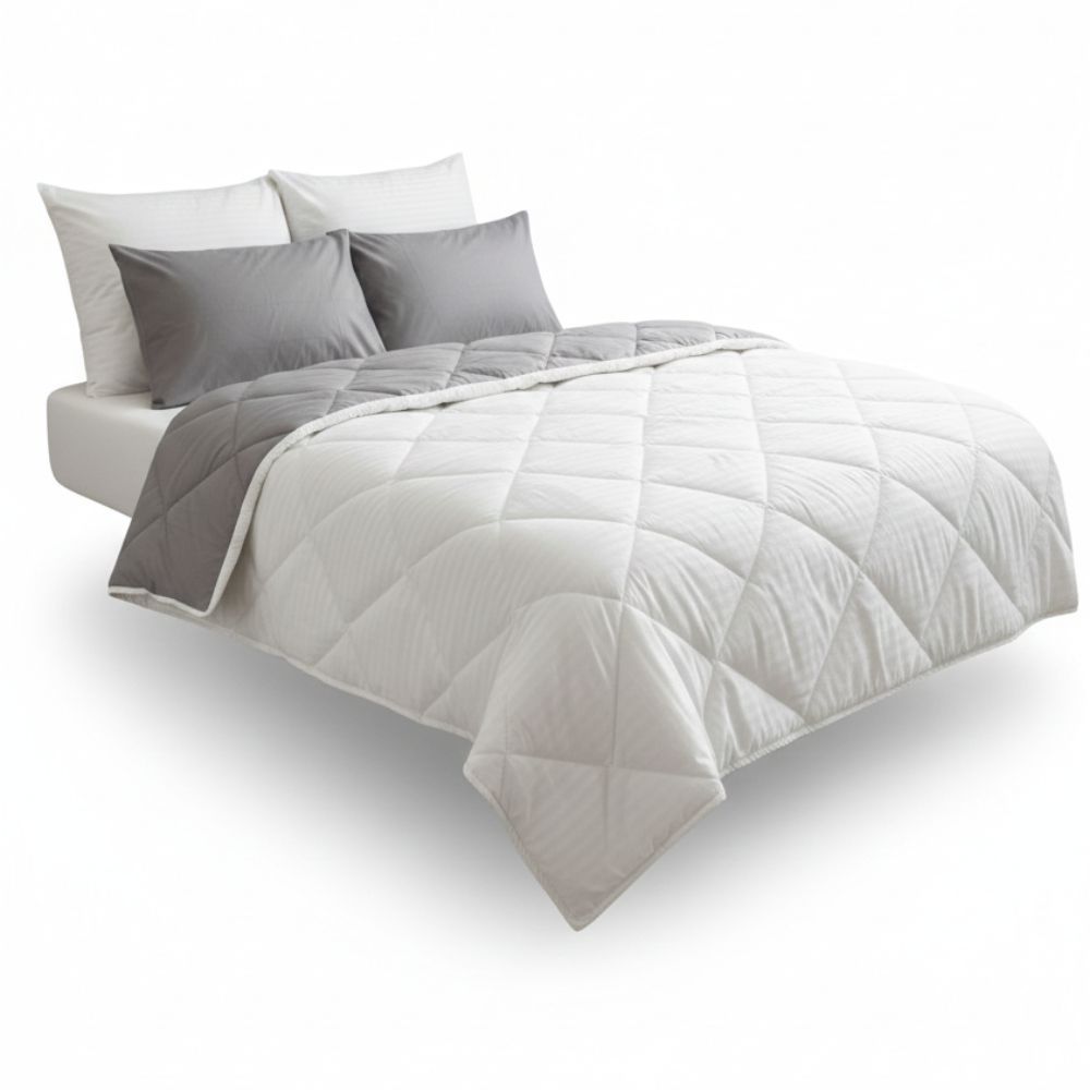 07 - 5-Piece Reversible Diamond-Stitched Comforter Set - Queen