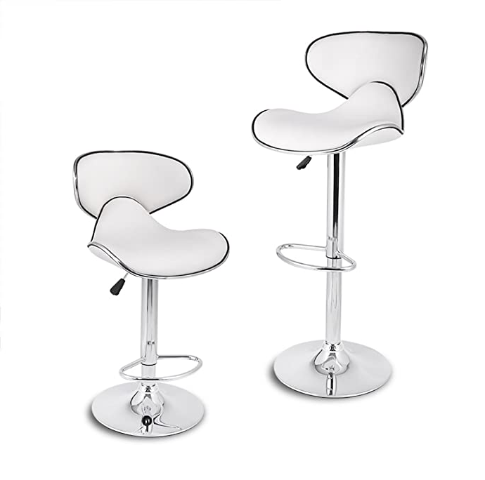 2 x Modern Stylish Bar Stools - White