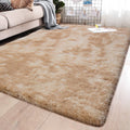 140 x 180cm Plush Three Tone Fluffy Carpet - Shaggy & Foldable Rugs - Cream